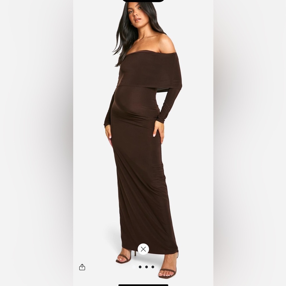 Maternity Off-Shoulder Brown Dress BNWT